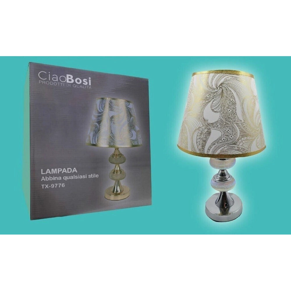 Trade Shop - Lampada Da Tavolo Lume Abat Jour Comodino Comò Arredo Camera Casa Luce Tx-9776 -