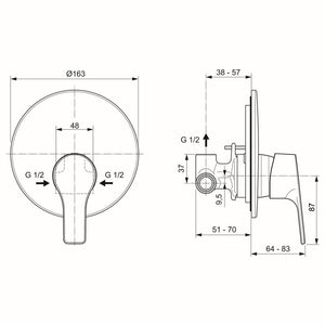 Miscelatore incasso doccia Ideal Standard cromato - Serie Idealstream