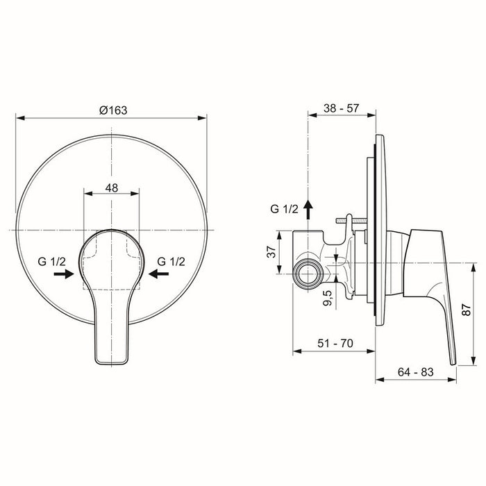 Miscelatore incasso doccia Ideal Standard cromato - Serie Idealstream