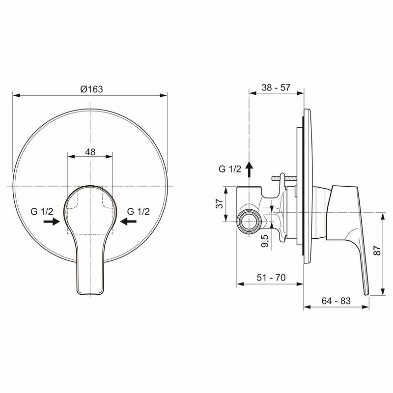 Miscelatore incasso doccia Ideal Standard cromato - Serie Idealstream