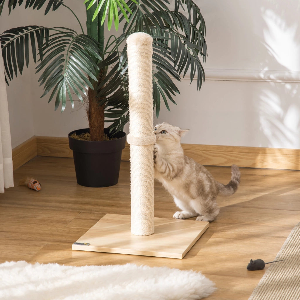 Tiragraffi per Gatti con Palo in Sisal Alto 60 cm Beige