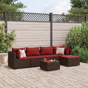 vidaXL Set Mobili da Giardino 6pz con Cuscini in Polyrattan Marrone