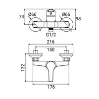 Miscelatore esterno doccia cromato con leva in metallo - Serie Hellis