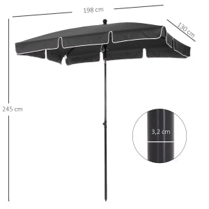 Ombrellone da giardino con inclinazione regolabile e palo smontabile per balcone e terrazza in alluminio grigio