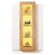 Vetrina; Libreria con 3 Ante; 1 Cassetto e LED; Controllo tramite App; Stile Moderno; in Pannelli di Particelle; Bianco e Legno; 74??40??120 cm