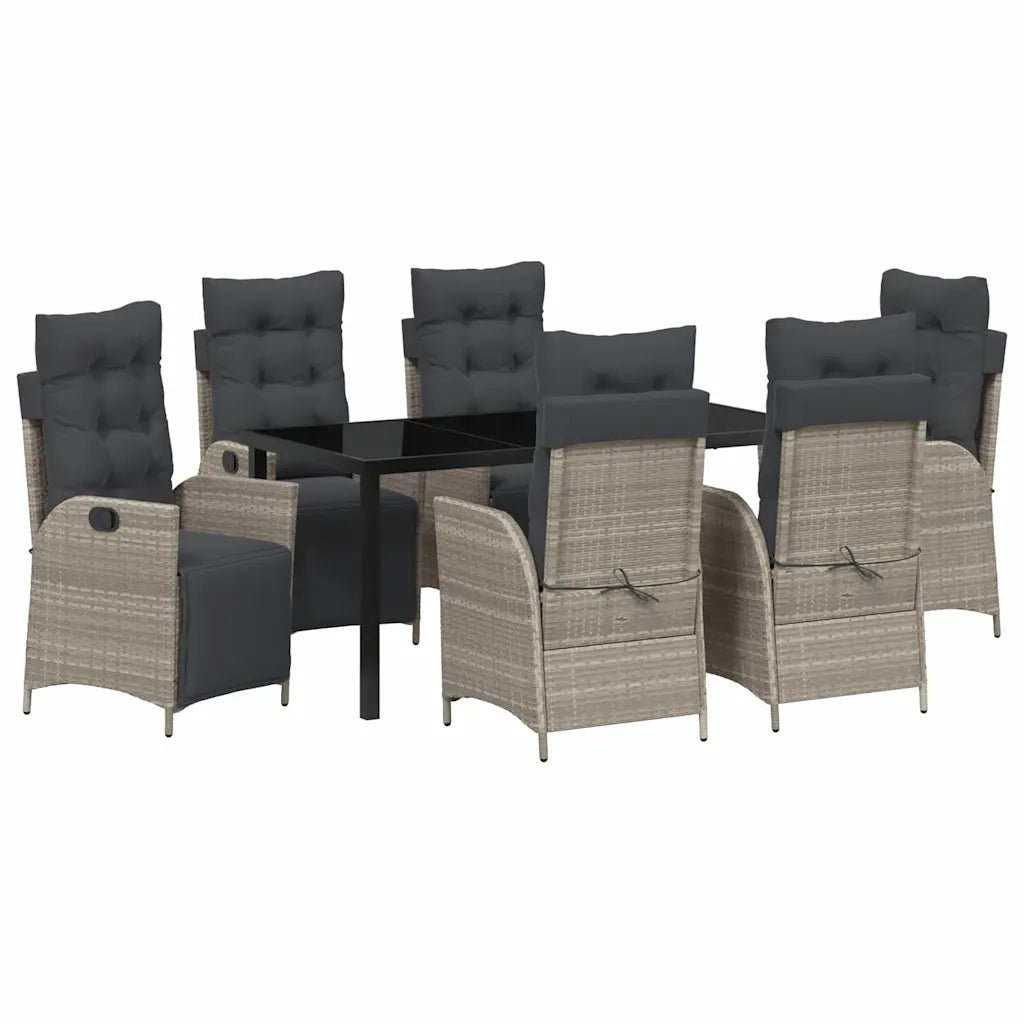 Set da Pranzo per Giardino 7 pcs Grigio chiaro polyrattan 3380572