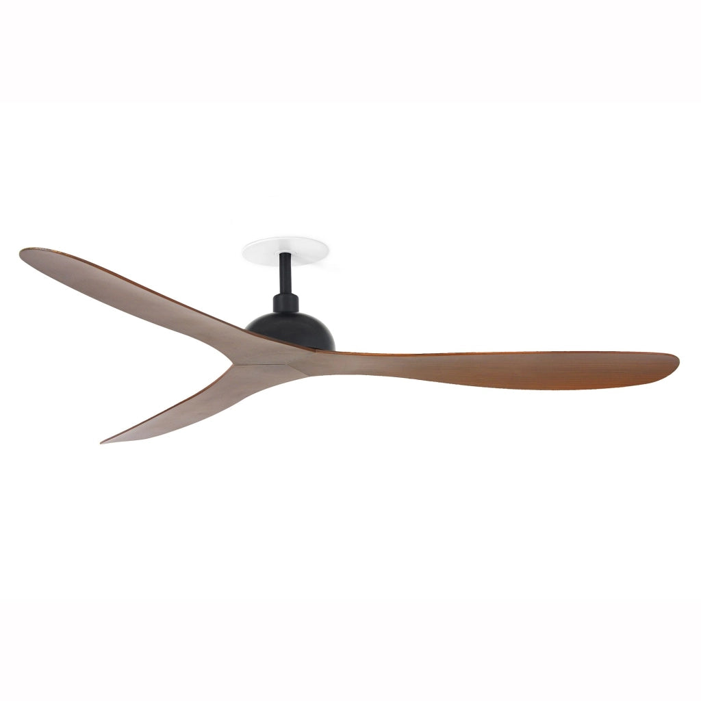 FARO Ventilatore a soffitto da incasso Gotland Recess Ø1320 mm motore DC 6 velocita funzione inversa per soffitti inclinati Nero Opaco Acciaio pale finitura noce FARO-33447R