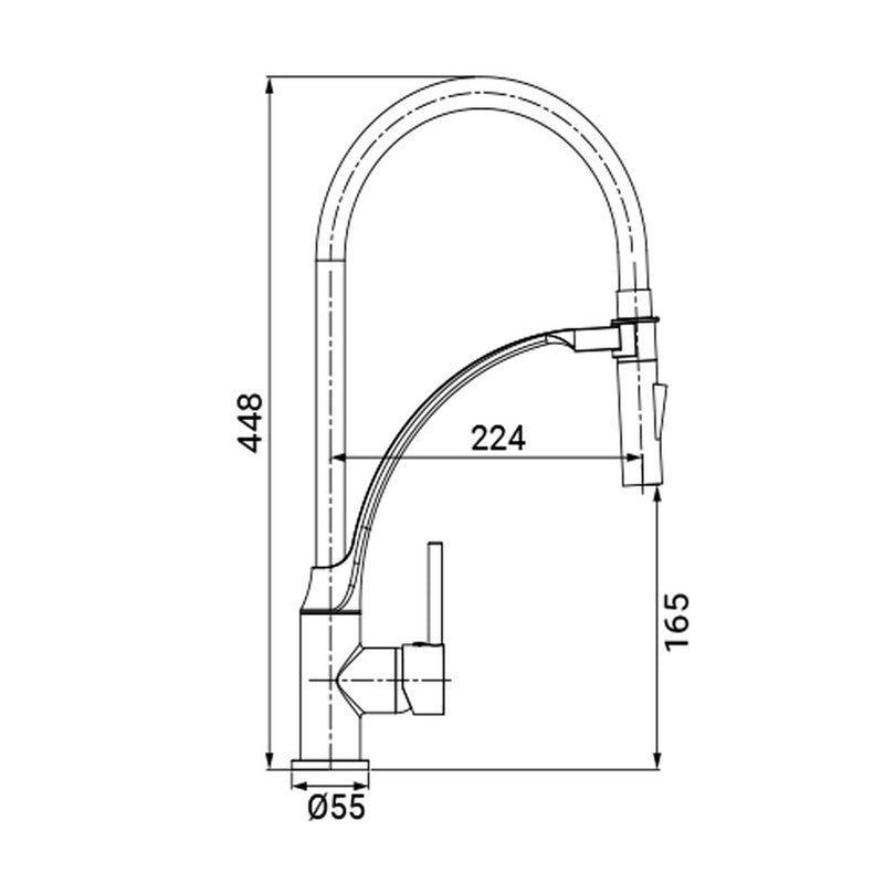 Miscelatore lavello nero con doccetta ad aggancio magnetico - serie Seattle