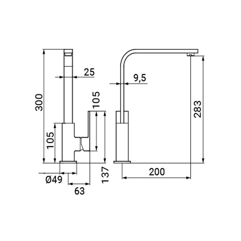 Miscelatore lavello bocca alta girevole cromato - Serie Elite