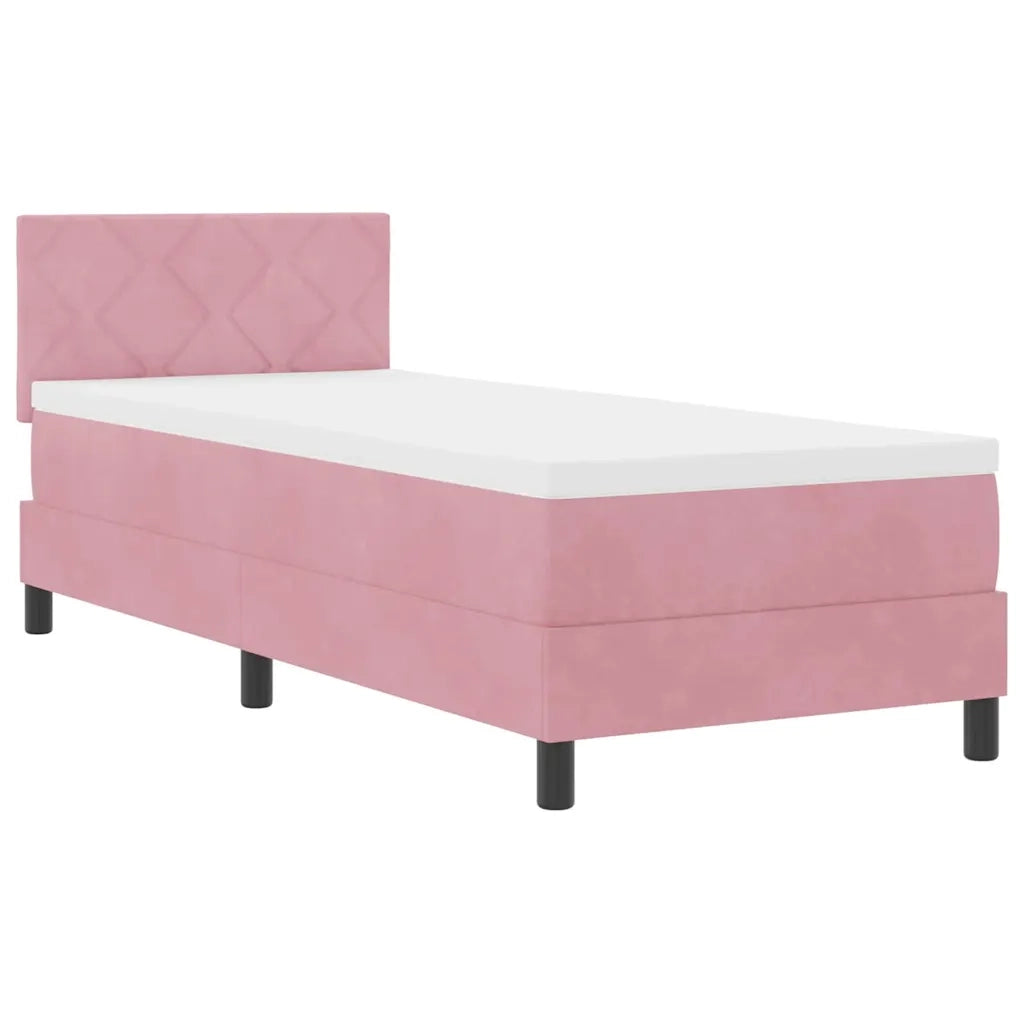 Letto a molle con testiera Rosa 80 x 200 cm Velluto 3339205