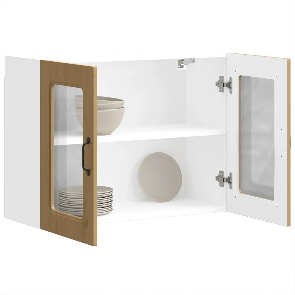 Pensile da Cucina | Mobile da Cucina con Porta in Vetro Kalmar Rovere Artigianale