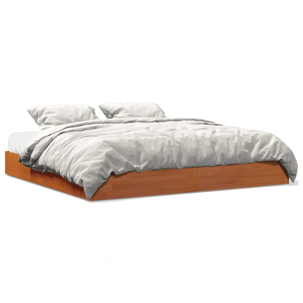 Giroletto senza Materasso Marrone Cera 200x200 cm Legno di Pino 844814