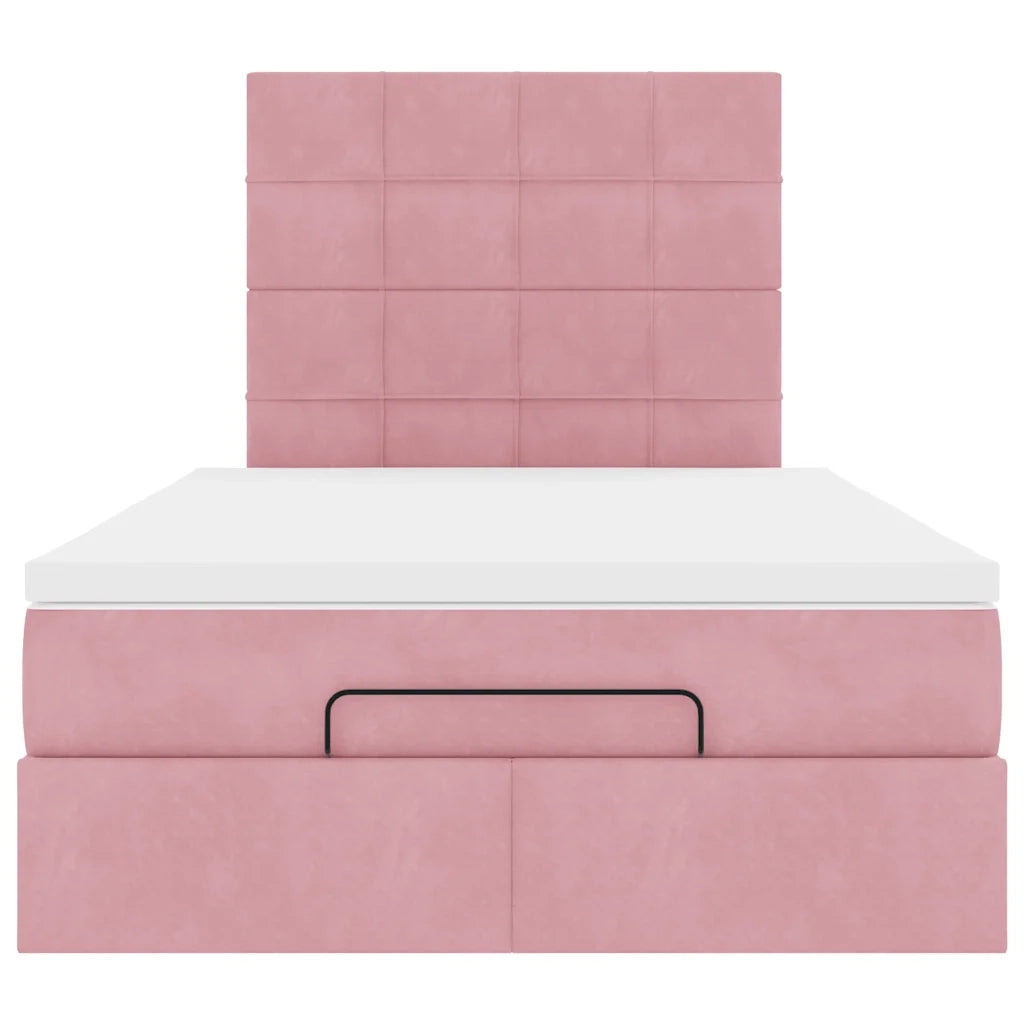 Struttura Letto Pouf con Materasso Rosa 120x200 cm Velluto 3314317