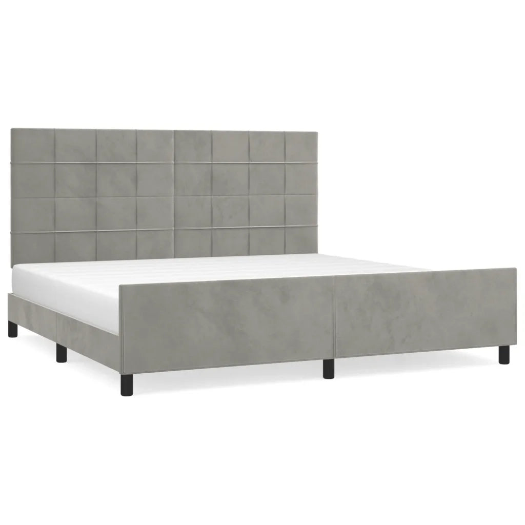 Giroletto con Testiera Grigio Chiaro 200x200 cm in Velluto cod mxl 49264