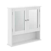 Armadietto Pensile da Bagno con Ante a Specchio e Scomparto Aperto - Bianco [en.casa]