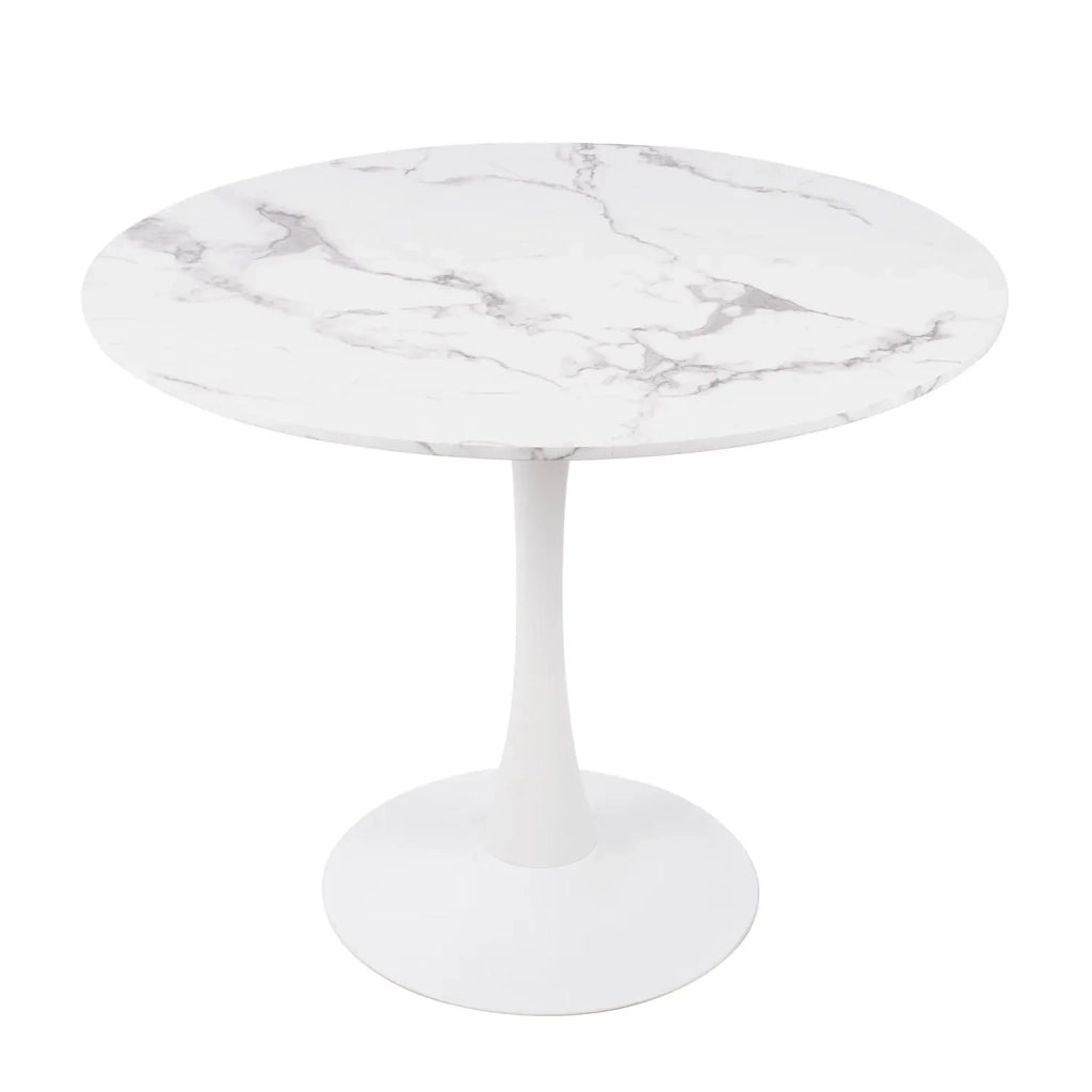 LÚZETE - TAVOLO DA PRANZO ROTONDO IN MARMO BIANCO Ø90 CM SAN ANTONI