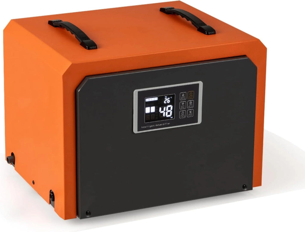 Deumidificatore Elettrico Professionale 750W, 60L/Giorno Max, 450m³/H, con Timer 24 Ore, Filtro Rimovibile e Lavabile, Protezione Alta/Bassa Temperatura, per Cantina, Magazzino, Box Auto