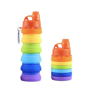Trade Shop - Borraccia Pieghevole Arcobaleno In Silicone Portatile Per Scuola Viaggi Campeggio 500ml -