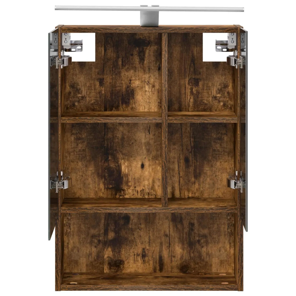 Mobiletto per specchio da bagno Rovere fumé 50 x 14,5 x 70 cm