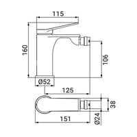 Miscelatore bidet cromato - Serie Surf