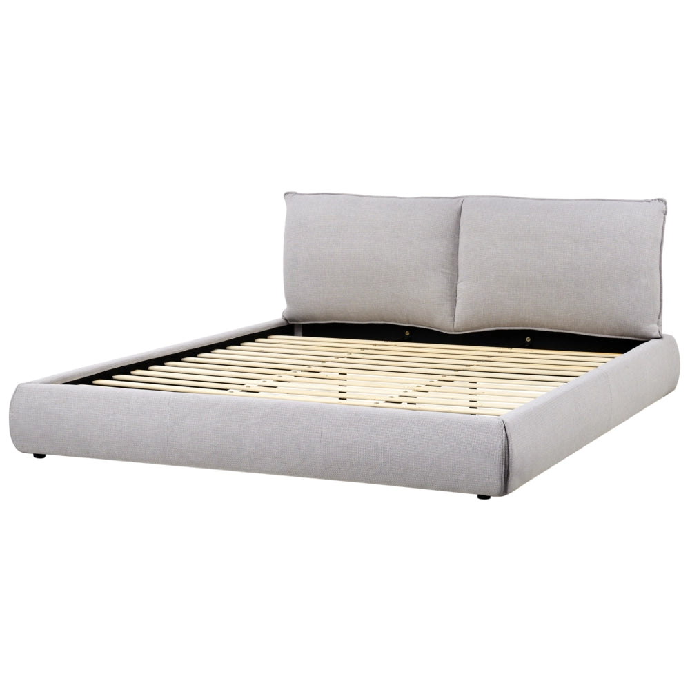 Letto matrimoniale imbottito in tessuto grigio chiaro 180 x 200 cm stile classico camera da letto