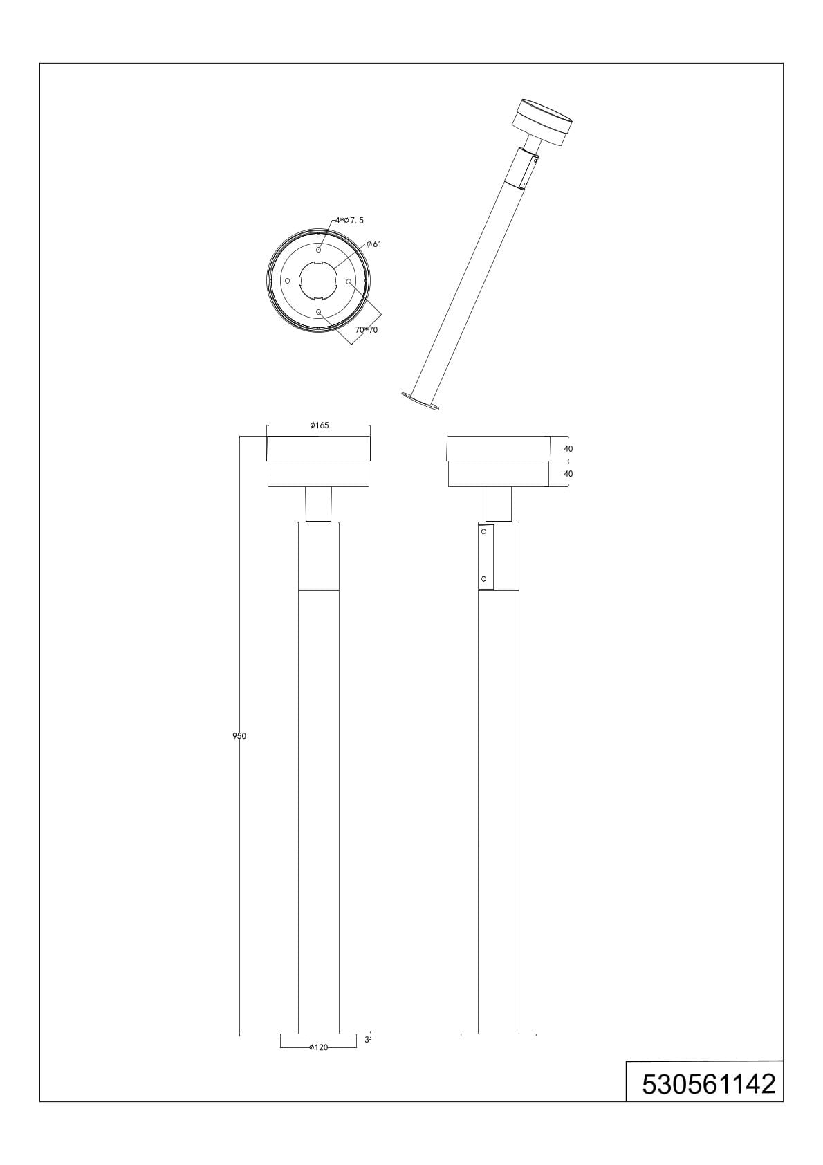 Palo alto da esterno LED, alluminio, antracite, H 95 cm, Mackenzie