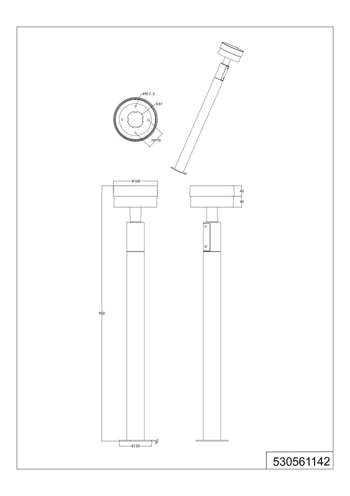 Palo alto da esterno LED, alluminio, antracite, H 95 cm, Mackenzie