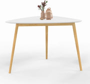 Tavolo da pranzo GAIA 4 persone piano bianco gambe in legno 110 cm