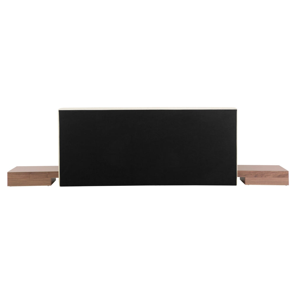 Letto ad acqua in stile giapponese in frassino marrone 160 x 200 cm testata in legno impiallacciato MDF testata in ecopelle camera da letto basso profilo