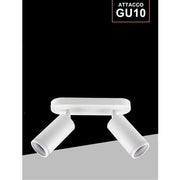 Trade Shop - Applique Plafoniera Orientabile Da Soffitto Parete 2 Diffusori Lampada Gu10 Ts-2 - Bianco