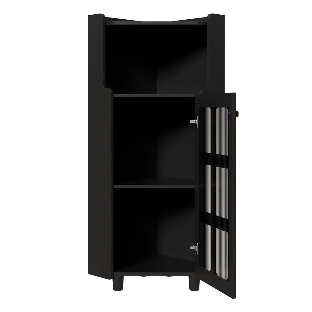 Armadio d'angolo laccato con illuminazione LED - Xylo - 63,5x124 cm - Nero - Controllo app