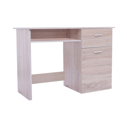 Sally - scrivania in legno di pino con 1 anta + 1 vano + 1 cassetto - 100x50x73 cm marrone