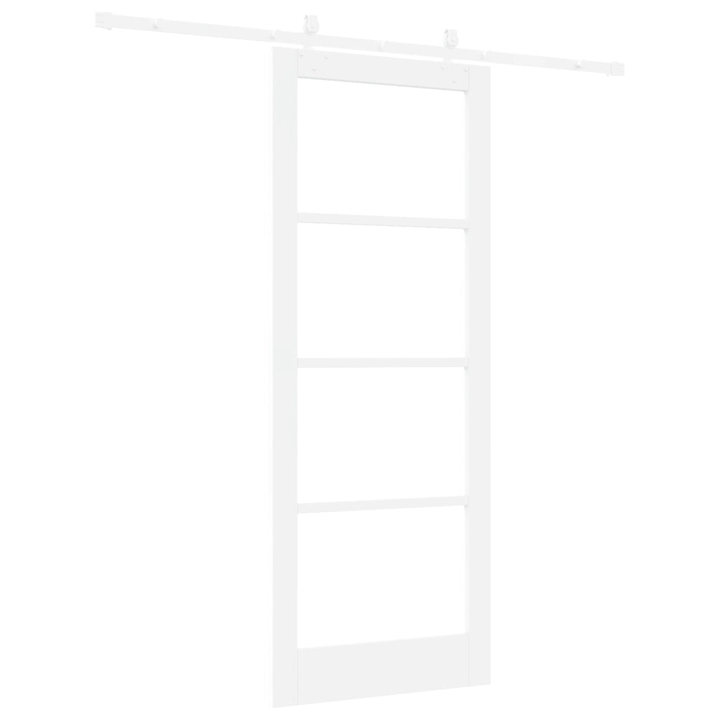 Set di Porte Scorrevoli  con Kit di Hardware Bianco 83x211 cm Legno Massello di Pino