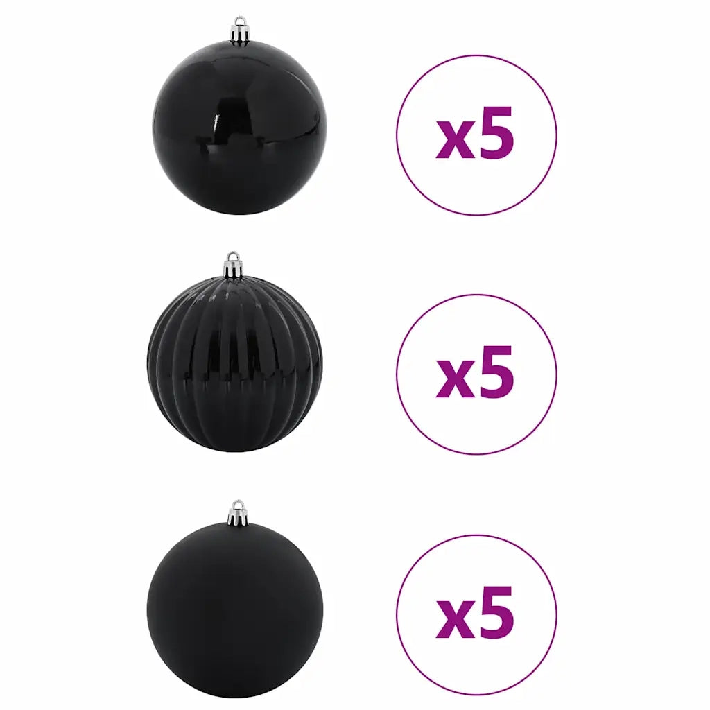 Set di Palle di Natale 15 pz-Decorazioni natalizie Nero Plastica