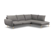Cosmopolitan Design - Divano angolare destro "Vienna" 6 posti in tessuto strutturato grigio scuro 