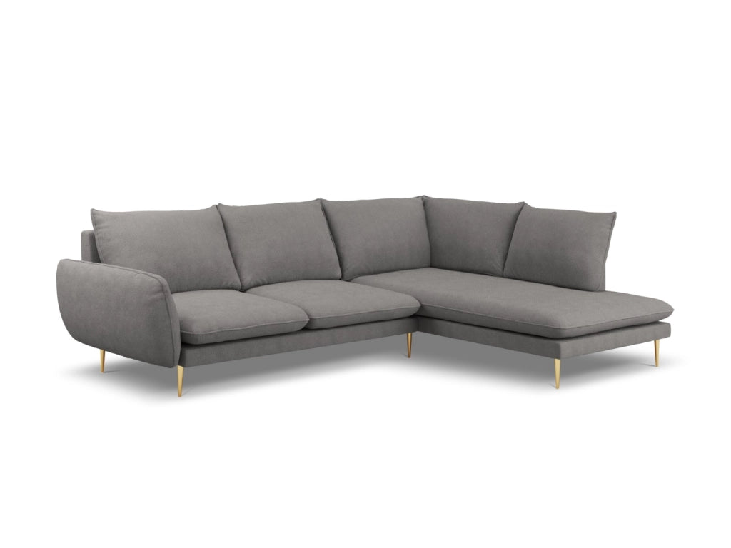Cosmopolitan Design - Divano angolare destro "Vienna" 6 posti in tessuto strutturato grigio scuro 