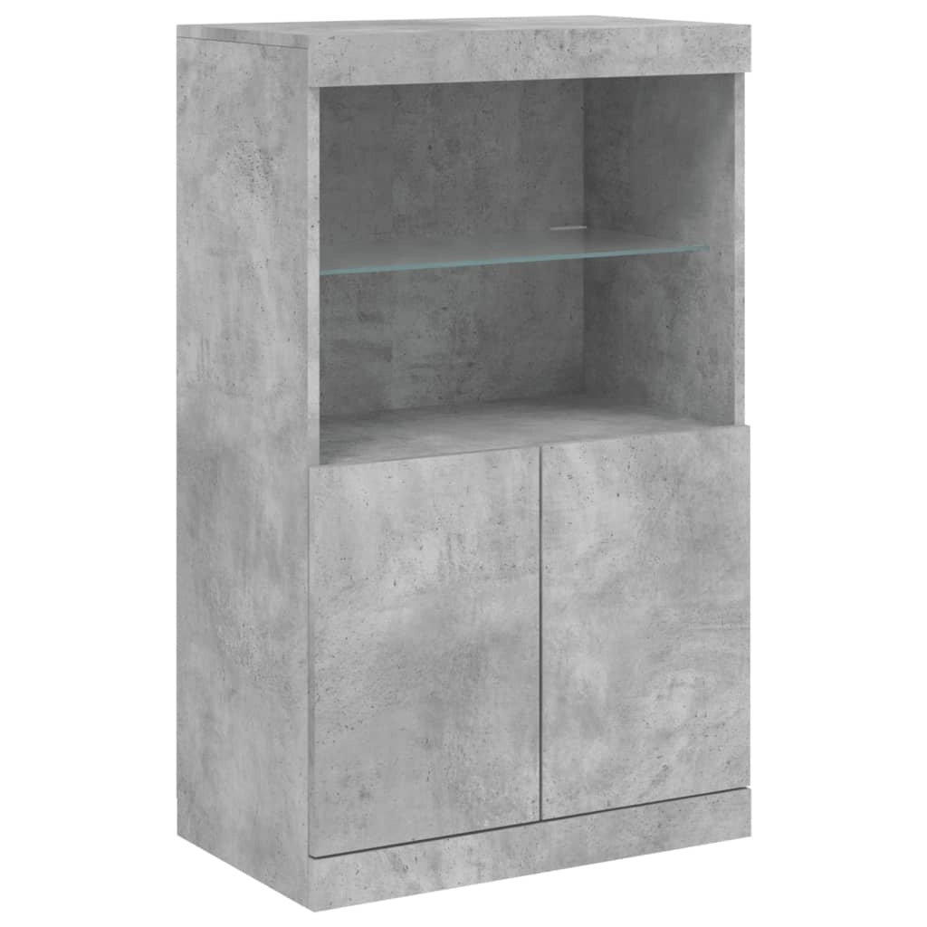 Buffet credenza cassettiera armadio mobile contenitore organizer per cucina soggiorno salotto con luci LED 3 pezzi legno ingegnerizzato grigio 02_0037222