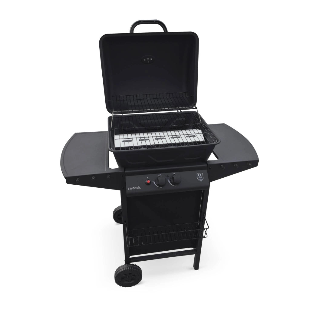 Barbecue a gas, 2 bruciatori, nero
