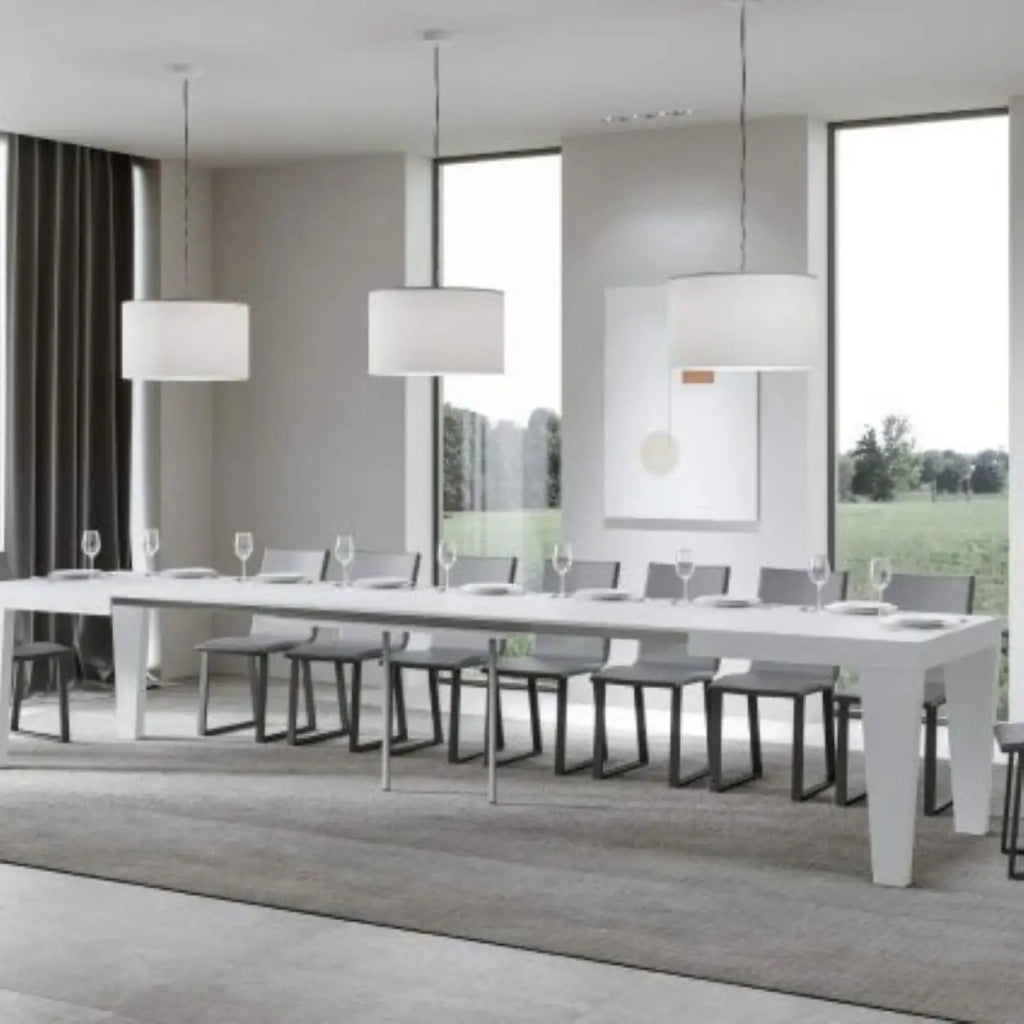 Tavolo allungabile 140/400x90 cm Spimbo colore bianco frassino