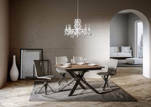 Tavolo Allungabile 120-180x90x74 cm Ganty piano Quercia Naturale bordo Antracite