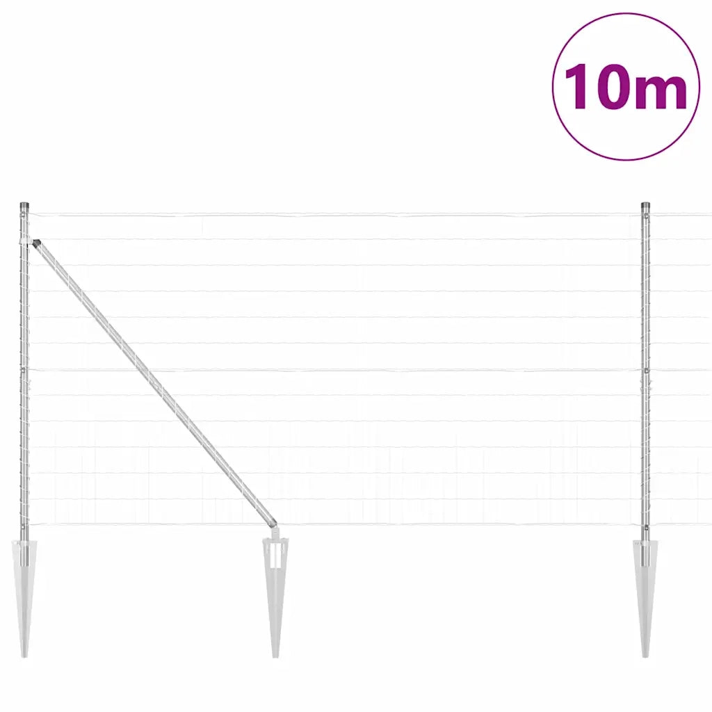 Recinzione con Posto Argento 1,2 x 10 m Acciaio