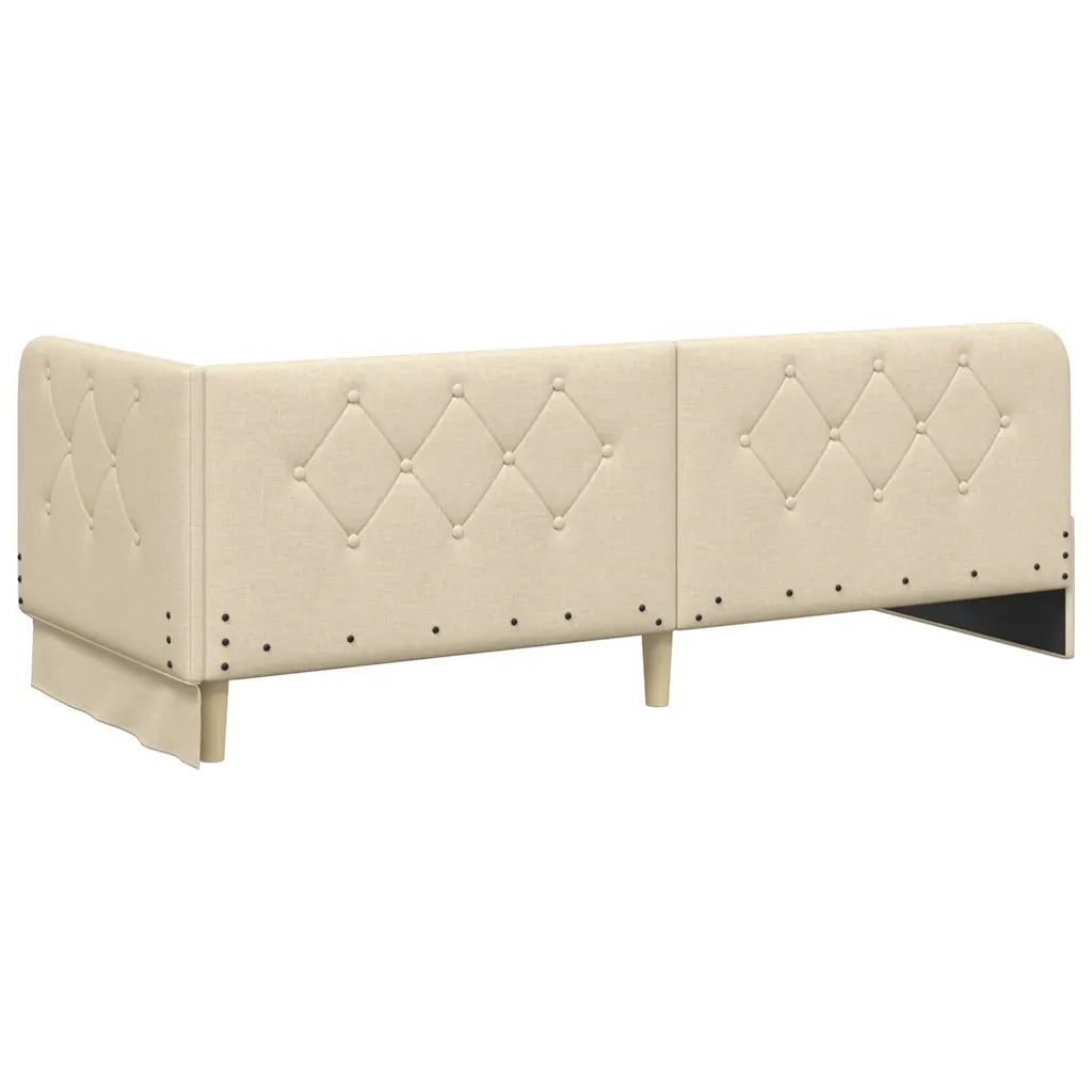 Cornice del letto ad angolo Crema 80 x 200 cm Tessuto 3394035
