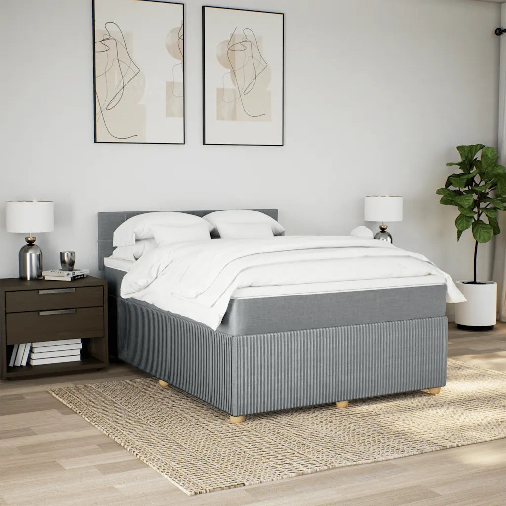 Giroletto a Molle con Materasso Grigio Chiaro 160x200cm Tessuto 3287507