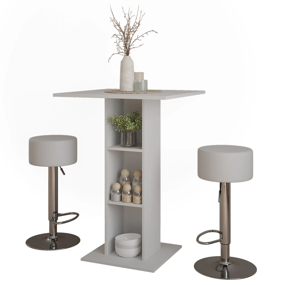 Vicco tavolo bar con sgabelli Bianco 75 x 75 cm con 2 sgabelli da bar