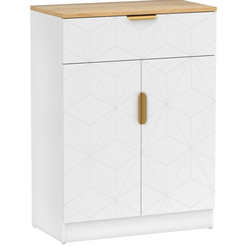 Sideboard moderno bianco con cassetto e ripiani regolabili 82x60x32 cm