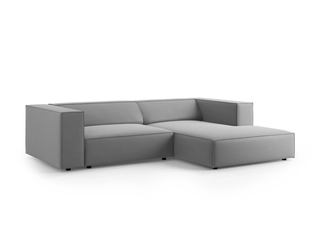 Cosmopolitan Design - Divano angolare destro "Arendal" 3 posti in velluto grigio chiaro 