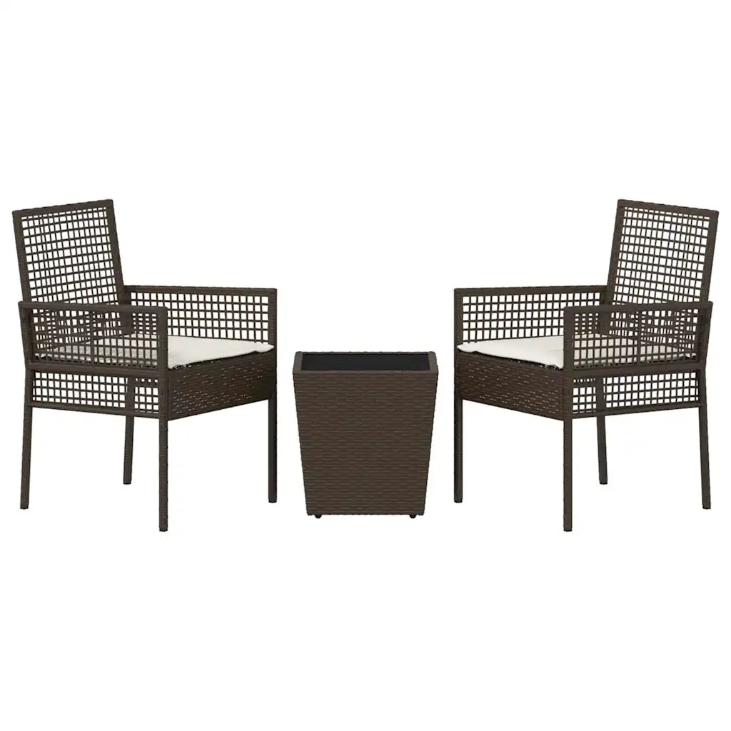 Set Bistro da Giardino 3 pz | Set Salotto da Giardino Marrone polyrattan