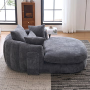 Poltrona chaise longue in ciniglia grigia con seduta profonda e cuscini