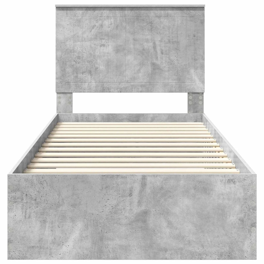 Struttura del letto con testiera Grigio cemento 90 x 190 cm