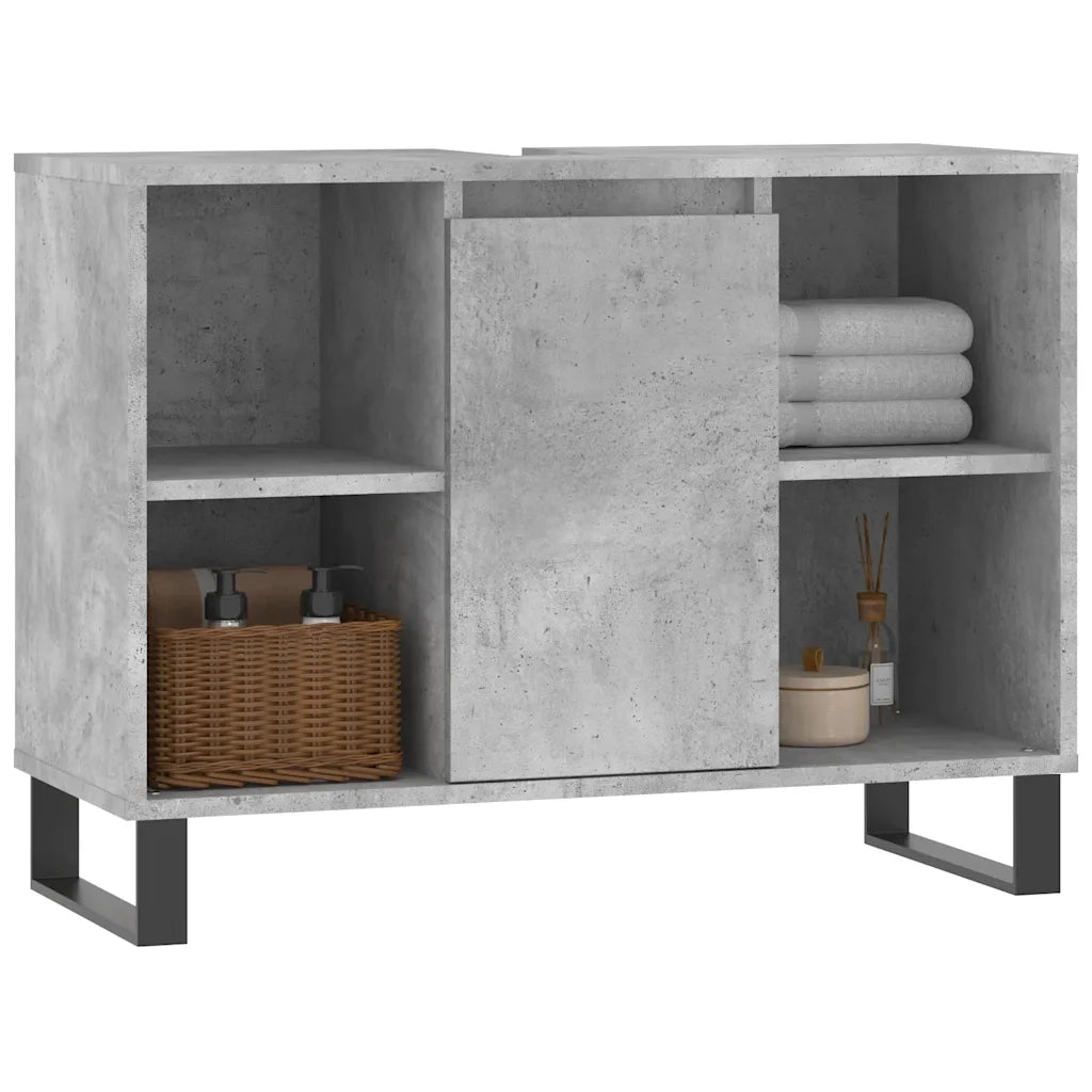 Armadietto da Bagno Grigio Cemento 80x33x60cm Legno Multistrato 831640